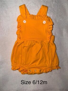 Bright Orange Ruffle Baby Bubble Romper